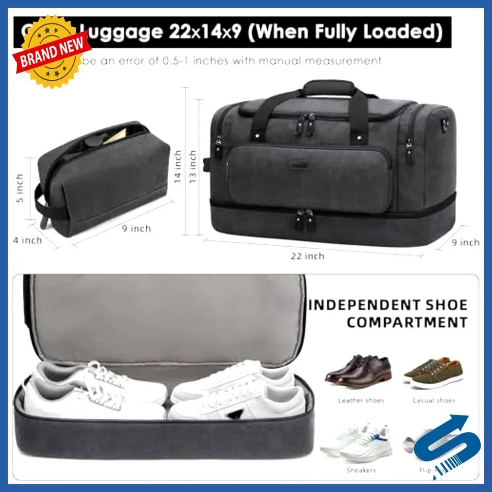 Water Resistant Canvas Travel Duffel Bag Airline Approved Carry On Luggage